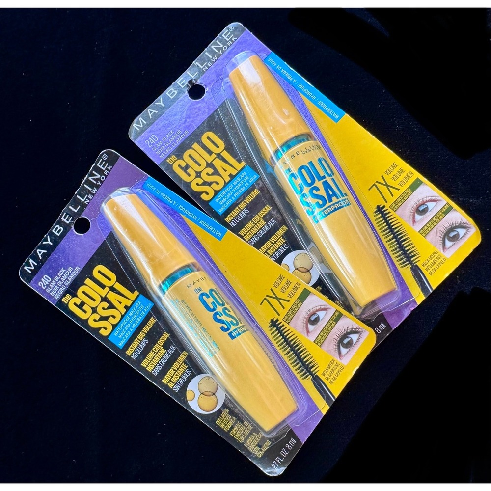 Maybelline The Colossal Waterproof Mascara 240 Glam Black 2 Pack New Sealed